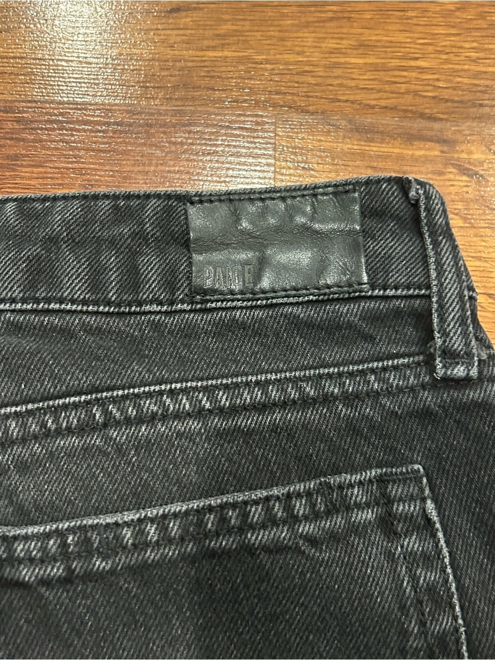 PAIGE Sofia Flare Leg Jeans Wide Leg Black Raw Hem Women’s Size 25 Mid-Rise - Picture 8 of 8